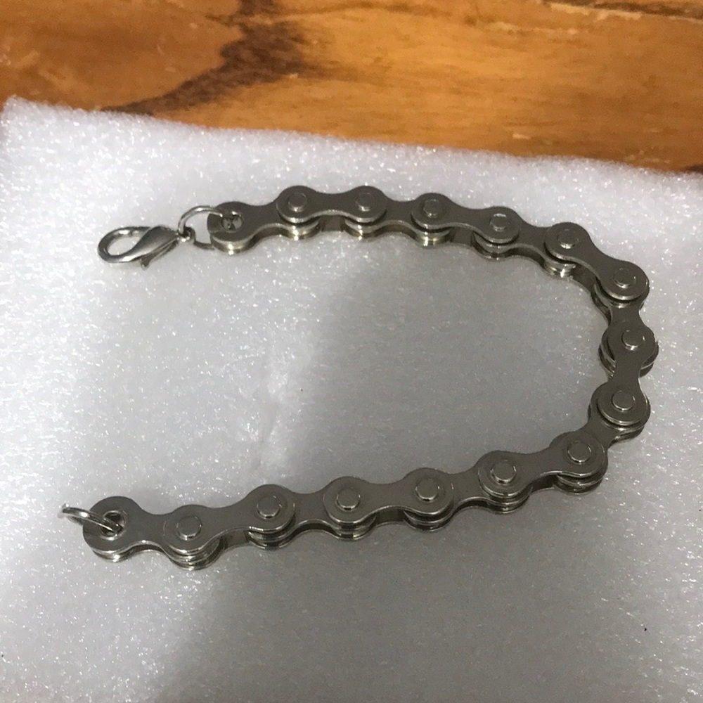 Silver bike chain bracelet